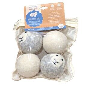 New Zealand Wool Dryer Balls Eco Friendly Laundry Helper 4-pc Zippered Bag NEW